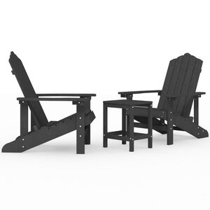 vidaXL Cadeiras de jardim Adirondack com mesa PEAD antracite