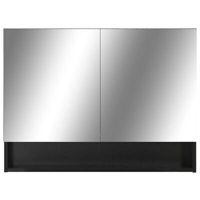 vidaXL Armário espelhado casa de banho com LED 80x15x60 cm MDF preto