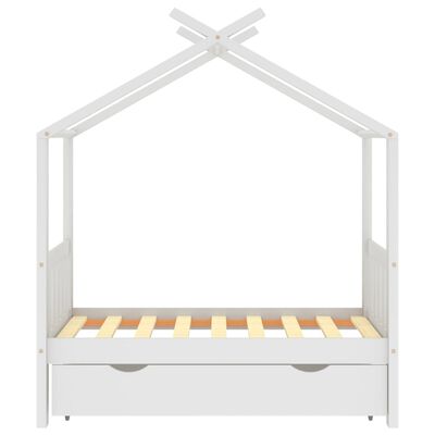 vidaXL Estrutura cama criança c/ gaveta 70x140 cm pinho maciço branco