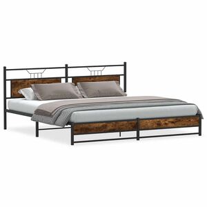 vidaXL Estrutura de cama sem colch&atilde;o 193x201cm metal carvalho fumado