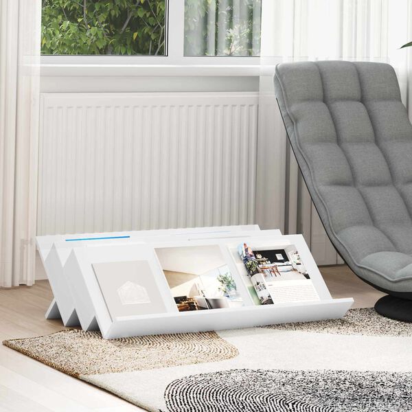 vidaXL Estante de Revistas Branco 90 x 53 x 28,5 cm Madeira processada