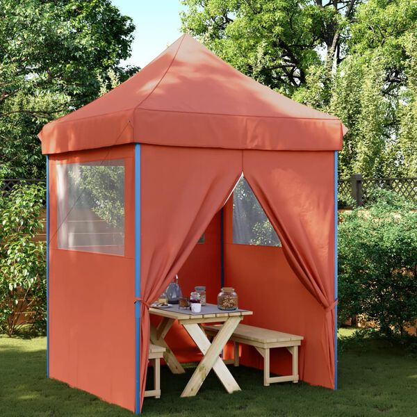 vidaXL Tenda p/ festas pop-up dobr&aacute;vel 4 paredes laterais terracotta