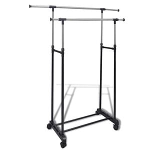 vidaXL Cabide para roupas ajust&aacute;vel 4 rodas 2 var&otilde;es