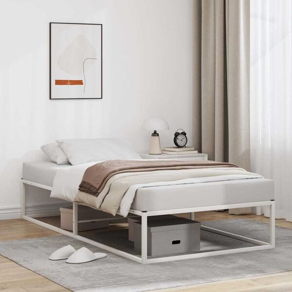 vidaXL Estrutura de cama sem colch&atilde;o branco 90x200 cm metal