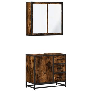 vidaXL 2 pcs conj. m&oacute;veis casa de banho derivados madeira cor fumado
