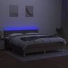 vidaXL Cama box spring colch&atilde;o/LED 180x200cm tecido cinza-acastanhado