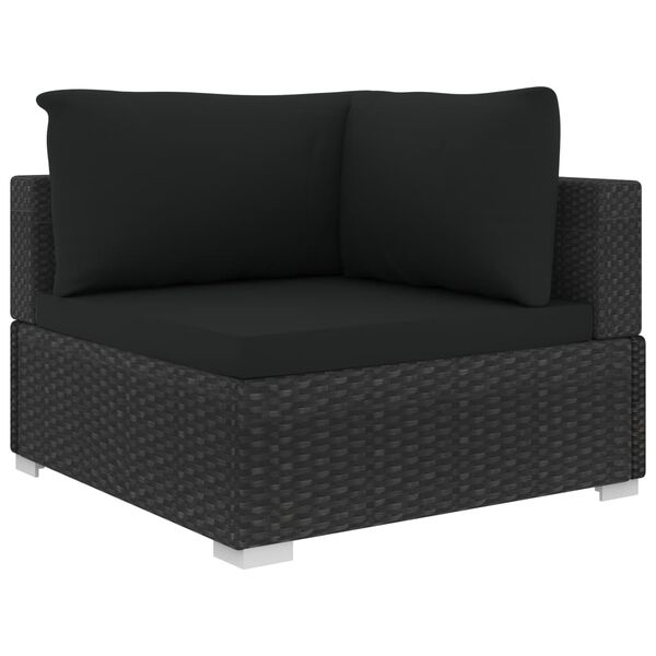 vidaXL 4 pcs conjunto lounge de jardim c/ almofad&otilde;es vime PE preto