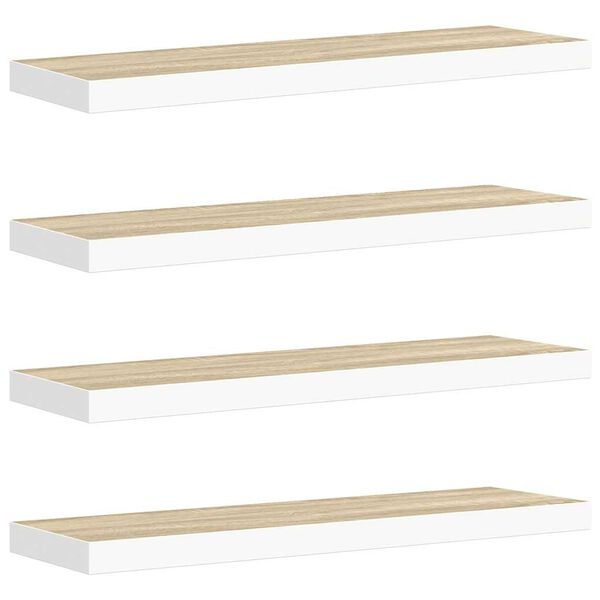 vidaXL Prateleiras parede 4 pcs 80x23,5x3,8 cm MDF carvalho e branco