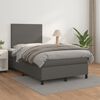vidaXL Cama boxspring com colch&atilde;o 120x190 cm couro artificial cinzento