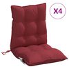 vidaXL Almofad&otilde;es cadeira encosto baixo 4 pcs oxford vermelho-tinto