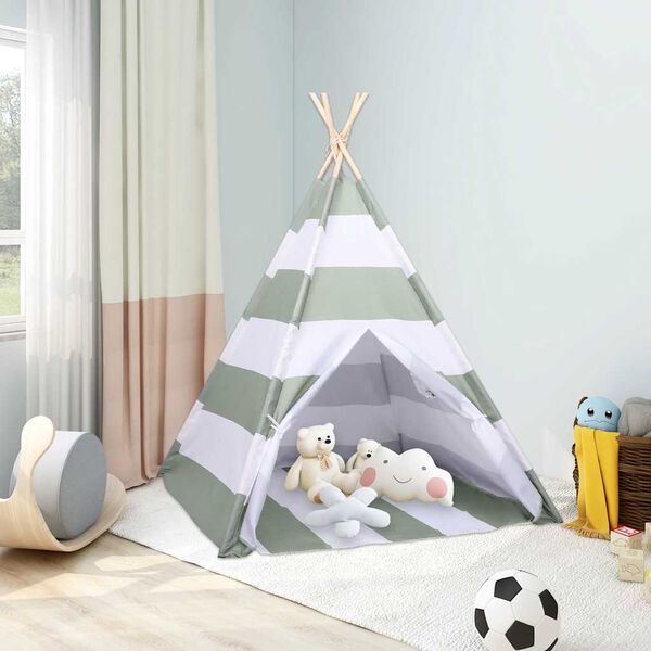 vidaXL Tenda Infantil Riscas Cinza e Branco 120 x 120 x 150 cm