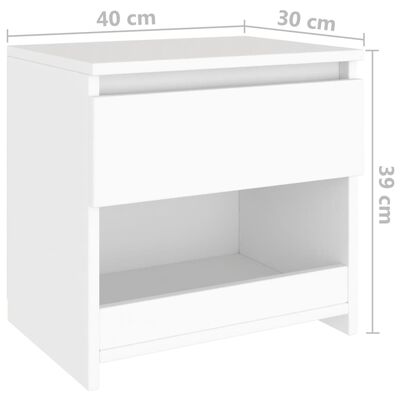 vidaXL Mesa de cabeceira 40x30x39 cm contraplacado branco