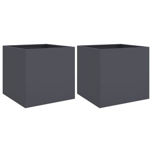 vidaXL Vasos/floreiras 2 pcs 42x40x39 cm a&ccedil;o antracite