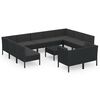 vidaXL 12 pcs conjunto lounge de jardim c/ almofad&otilde;es vime PE preto