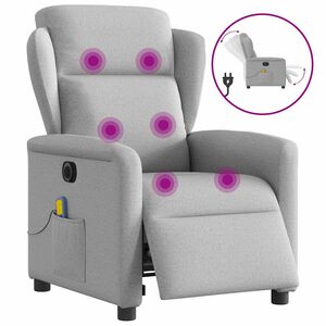 vidaXL Poltrona massagens reclin&aacute;vel el&eacute;trica tecido cinzento-nublado