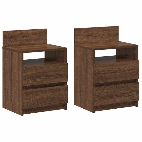 vidaXL Mesas cabeceira 2pcs c/ 2gavetas 40x33x60cm carvalho castanho