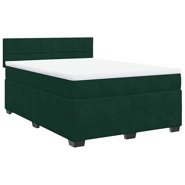 vidaXL Cama com molas/colch&atilde;o 140x190 cm veludo verde-escuro