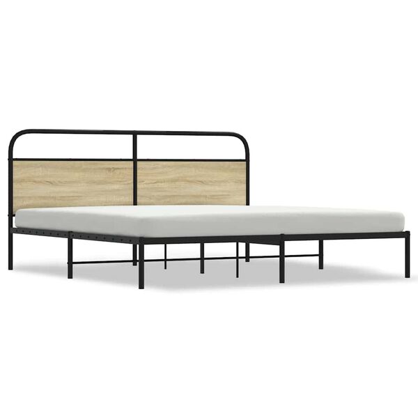 vidaXL Estrutura de cama sem colchão 180x200cm metal carvalho sonoma