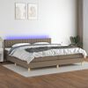 vidaXL Cama box spring colch&atilde;o/LED 200x200cm tecido cinza-acastanhado