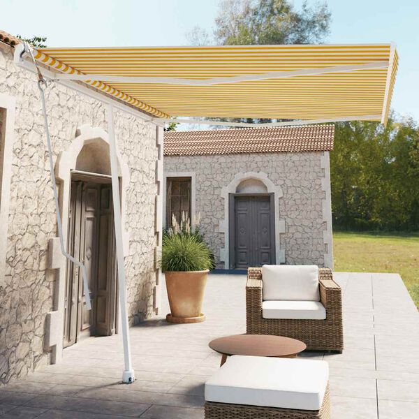 vidaXL Toldo autom&aacute;tico independente 300x250 cm amarelo e branco