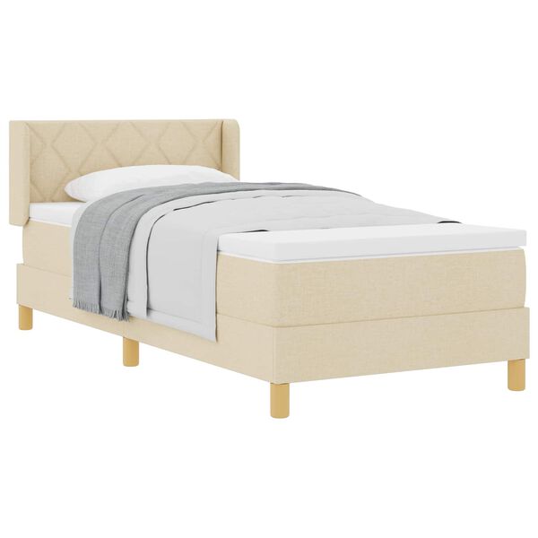 vidaXL Cama com Estrado com colch&atilde;o Creme 90 x 200 cm tecido