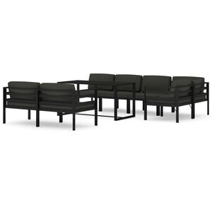 vidaXL 8 pcs conjunto lounge jardim com almofad&otilde;es alum&iacute;nio antracite