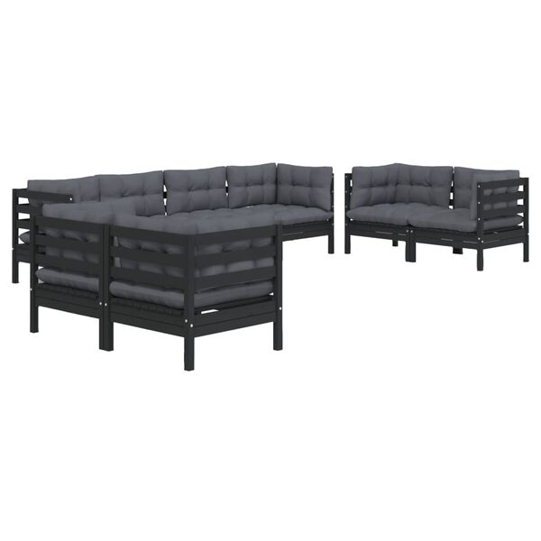 vidaXL 8 pcs conjunto lounge de jardim c/ almofad&otilde;es pinho maci&ccedil;o