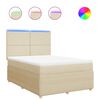 vidaXL Cama com molas/colch&atilde;o 140x190 cm tecido cor creme
