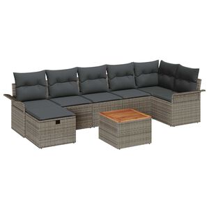 vidaXL Conjunto de Sof&aacute; de Jardim 8 pcs Cinzeto Rattan Sint&eacute;tico