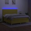 vidaXL Cama box spring c/ colch&atilde;o e LED 160x200 cm tecido verde