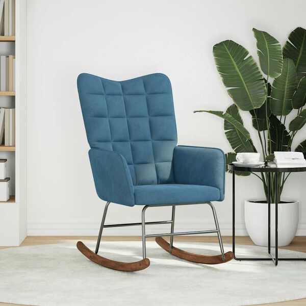 vidaXL Cadeira de baloiço veludo azul