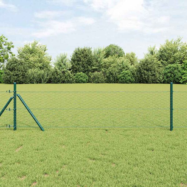 vidaXL Cerca Hexagonal Verde 0.6 x 50 m Aço
