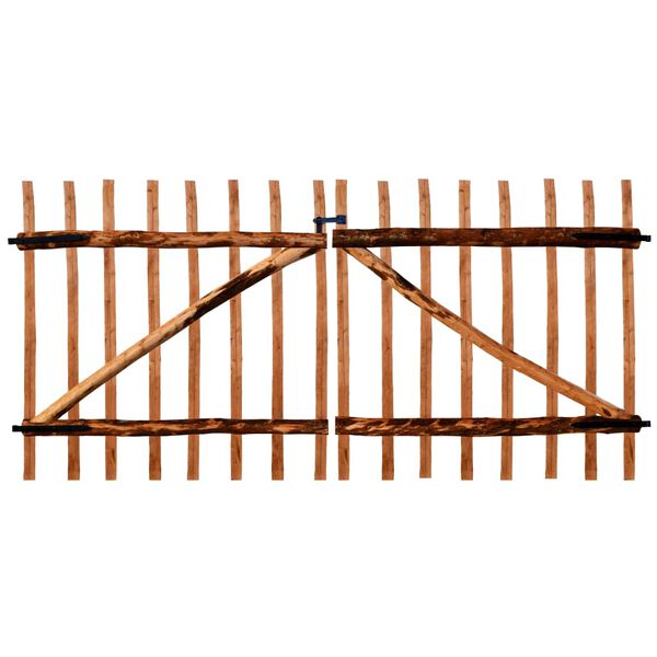 vidaXL Port&atilde;o duplo p/ cerca 300x150 cm madeira aveleira impregnada