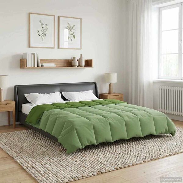vidaXL Duvet de Ano Inteiro Colchonete Verde 240 x 260 cm Microfibra
