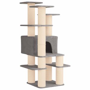 vidaXL &Aacute;rvore para gatos com postes de sisal Cinzento-claro 161 cm