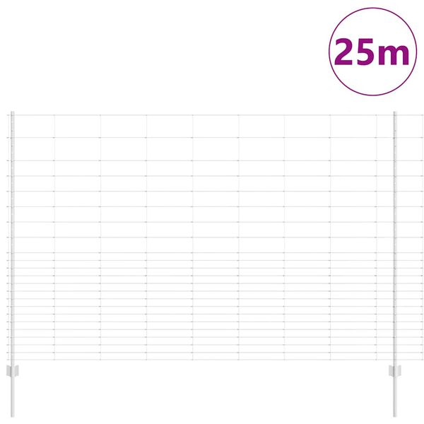 vidaXL Cerca com Poste Prateado 1,6 x 25 m A&ccedil;o