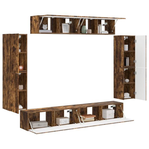 vidaXL Gabinete para TV 8 pcs Carvalho Defumado