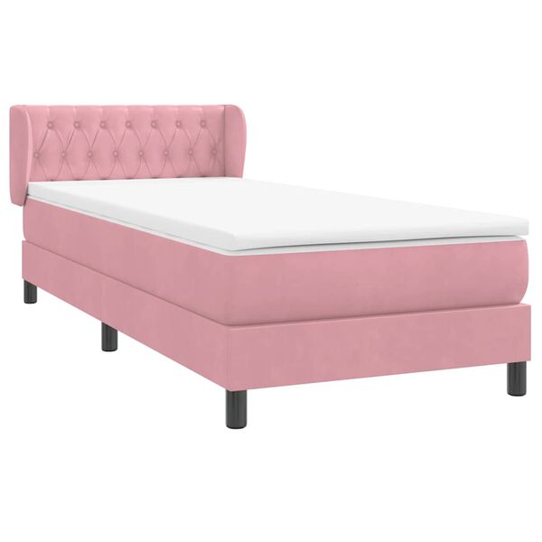vidaXL Cama com molas/colch&atilde;o rosa 90x210 cm veludo