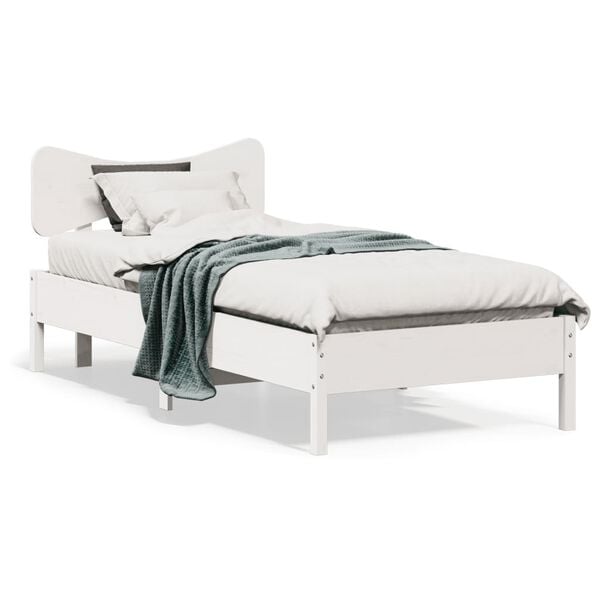 vidaXL Cama sem colch&atilde;o 75x190 cm madeira de pinho maci&ccedil;a branco