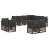 vidaXL Conjunto de Sof&aacute; de Jardim 11 unid. 11 lugar Cinzento vime PE