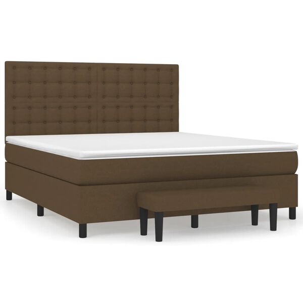 vidaXL Cama com molas/colch&atilde;o 180x200 cm tecido castanho-escuro