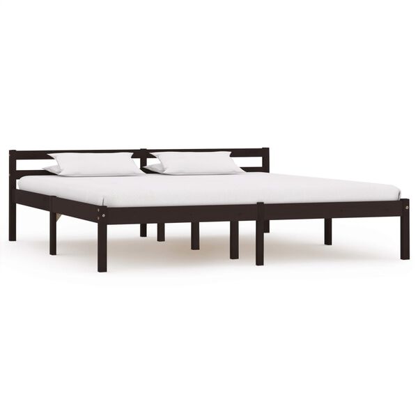 vidaXL Estrutura de cama 180x200 cm pinho maciço castanho-escuro