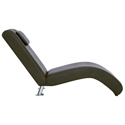 vidaXL Chaise lounge com almofada couro artificial castanho