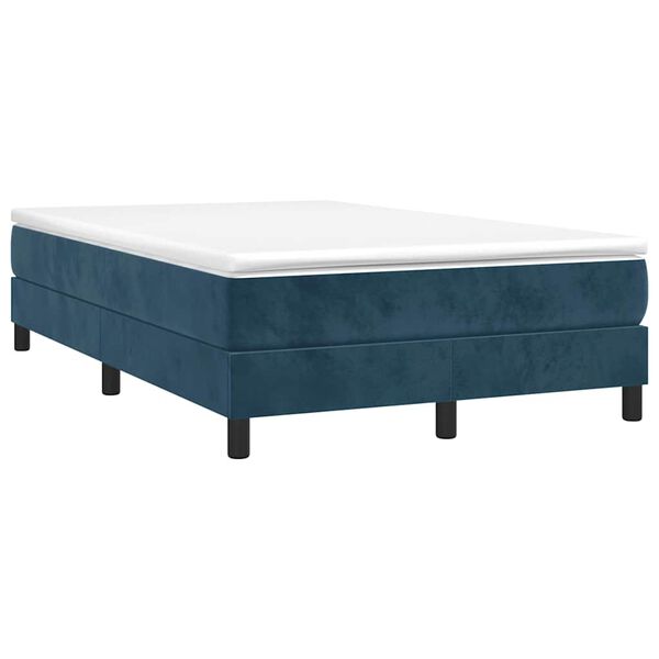 vidaXL Cama boxspring com colch&atilde;o 120x200 cm veludo azul-escuro