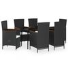 vidaXL 7 pcs conjunto de jantar para jardim com almofad&otilde;es preto