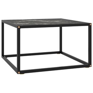 vidaXL Mesa de centro 60x60x35 cm vidro m&aacute;rmore preto
