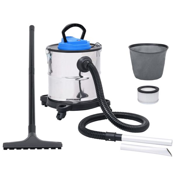 vidaXL Aspirador de cinzas com tubo e escova a&ccedil;o inoxid&aacute;vel