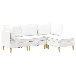 vidaXL Conjunto de sof&aacute; modular com armazenamento 4 unid. Branco