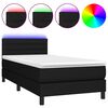 vidaXL Cama box spring c/ colch&atilde;o e LED 80x200 cm tecido preto