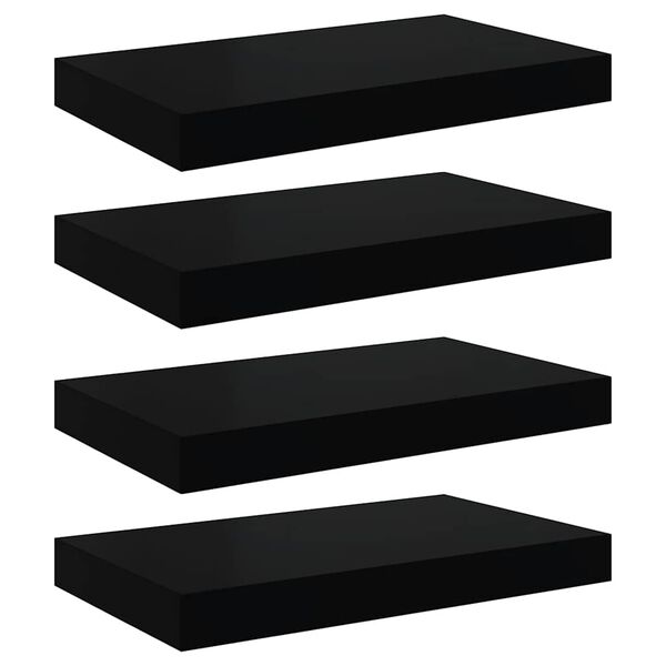 vidaXL Prateleiras de parede suspensas 4 pcs 40x23x3,8cm MDF preto